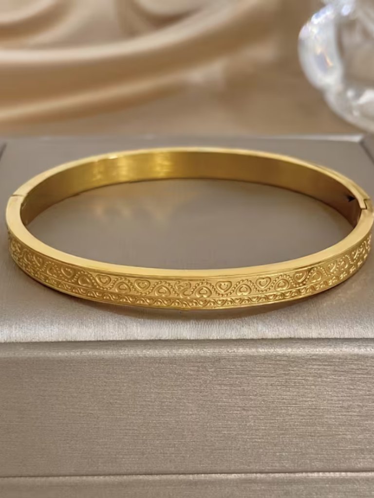 14k Gold Womens Etched Bangle Cuff Bracelet Ladies New 14 Karat Silver Jewelry